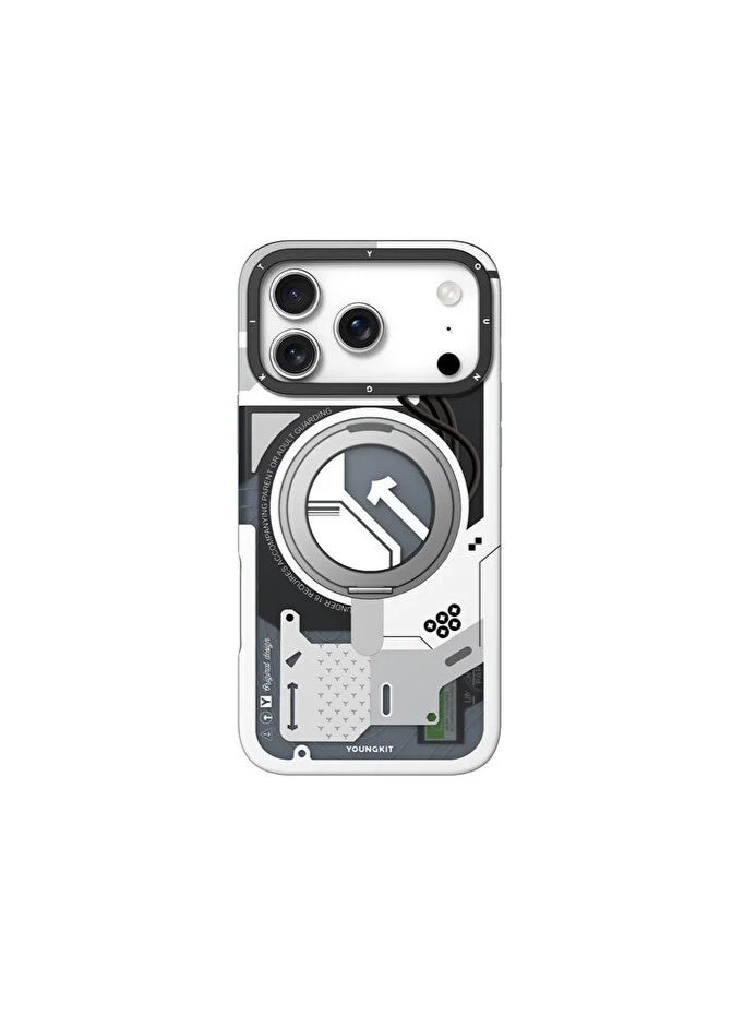 YOUNG KIT Youngkit StarShip Series Magnetic Rotating Stand Model For iPhone 17 Pro Max - White Wing - Image 1